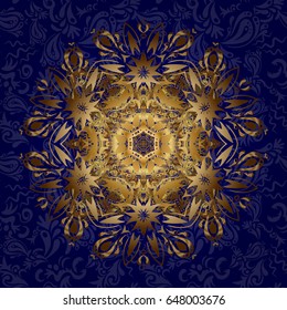 Traditional indian style, ornamental elements for henna tattoo, golden stickers, flash temporary tattoo, mehndi, yoga design. Gold vector mehndi pattern, set of seamless borders on blue background.