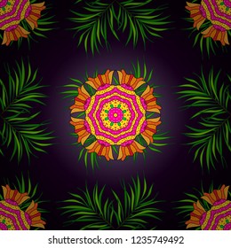 Traditional indian style, ornamental floral elements for henna tattoo, stickers, flash temporary, mehndi, yoga design. Vector mehndi pattern, set of seamless borders on brown, green and black colors.