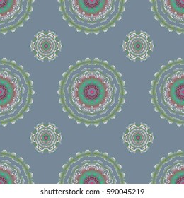 Traditional indian style, ornamental floral elements for henna tattoo, printing, multicolored stickers, mehndi, yoga design. Vector art of multicolored mehndi. Seamless pattern on a neutral backdrop.