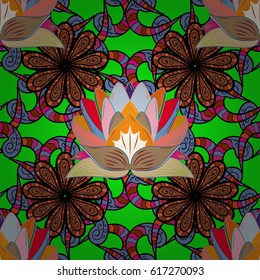 Traditional indian style, ornamental floral elements for henna tattoo, colored stickers, flash temporary tattoo, mehndi and yoga design, cards and prints. Vector sketch of colored mehndi mandala on.