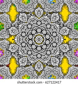 Traditional indian style, ornamental floral elements for henna tattoo, stickers, flash temporary tattoo, mehndi, yoga design. Vector mehndi pattern, set of seamless borders on background.