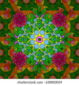 Traditional indian style, ornamental floral elements for henna tattoo, stickers, mehndi, yoga design. Vector mehndi pattern, set of seamless borders on colorful background.