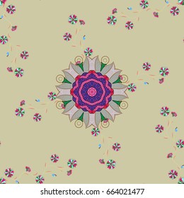 Traditional indian style, ornamental floral elements for henna tattoo, colored stickers, flash temporary tattoo, mehndi and yoga design, cards and prints. Vector sketch of colored mehndi mandala on.
