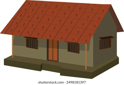 Traditional Indian village hut vector illustration isolated on white background