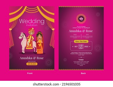 Traditional Indian wedding invitation card template. 