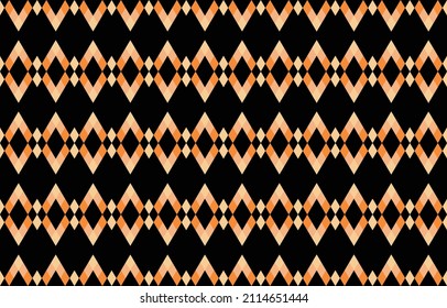 Traditional indigenous fabric patterns Vector Image. Yellow Diamond and Black Background color. Design for carpet, wallpaper, clothing, wrapping, fabric, cover, textile
