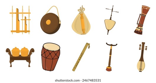 Traditional Indonesia Music Instrument Set