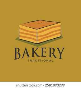 Traditional Indonesian Dessert Lapis Legit Cake Logo Design Vector