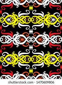 traditional Indonesian fabric motif. Seamless patern of dayak culture. borneo pattern. vector design inspiration. Creative textile for fashion or cloth with ethnic design