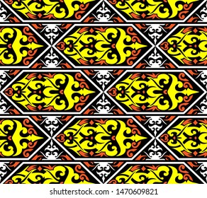 traditional Indonesian fabric motif. Seamless patern of dayak culture. borneo pattern. vector design inspiration. Creative textile for fashion or cloth with ethnic design