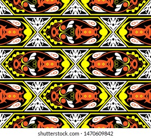traditional Indonesian fabric motif. Seamless patern of dayak culture. borneo pattern. vector design inspiration. Creative textile for fashion or cloth with ethnic design