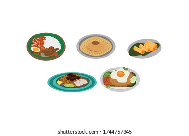 Traditional Indonesian Food Graphic Illustration Coloured