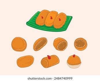 Traditional Indonesian Food and Snacks Illustration Drawing