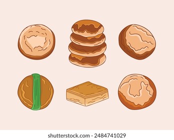 Traditional Indonesian Food and Snacks Illustration Drawing