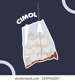 traditional indonesian street food cimol cilok plastik illustration.