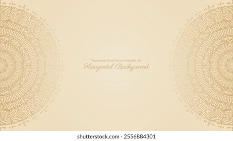 Traditional Intricate Mandala Design with Circular Motif And Golden Brown Elements on Clean Beige Background