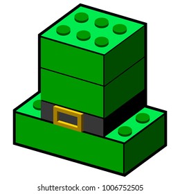 Traditional irish hat built on building blocks, Patrick day vector illustration