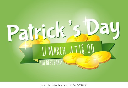 Traditional Irish holiday, St. Patrick's Day. Emblem, design flyers, postcards, invitations.