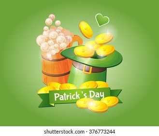 Traditional Irish holiday, St. Patrick's Day. Emblem, design flyers, postcards, invitations.