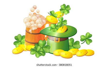 Traditional Irish holiday, St. Patrick's Day. Emblem, design flyers, postcards, invitations.