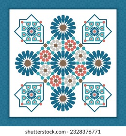 Traditional Islamic Design. Illustration of floral Islamic geometrical decoration. Morocco Seamless Border. Mosque decoration element.