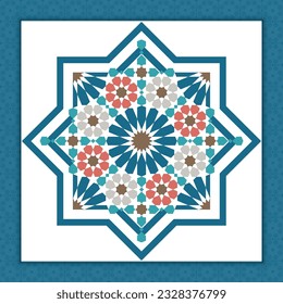 Traditional Islamic Design. Illustration of floral Islamic geometrical decoration. Morocco Seamless Border. Mosque decoration element.