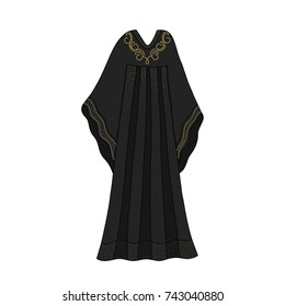 Traditional islamic dress. Muslim women clothe. Emirates abaya. Hijab religious dress.