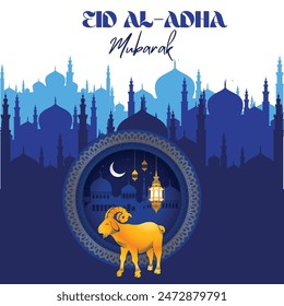 Tradicional festival islámico de Eid Al Adha mubarak de fondo diseño de medios sociales 