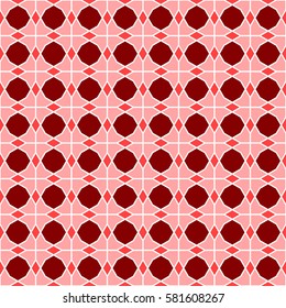 Traditional Islamic geometric lattice pattern based on overlapping dodecagon - seamless editable repeating vector background, red