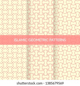 Traditional Islamic Geometric Patterns Backgrounds Set