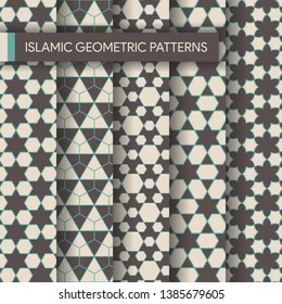 Traditional Islamic Geometric Patterns Backgrounds Set