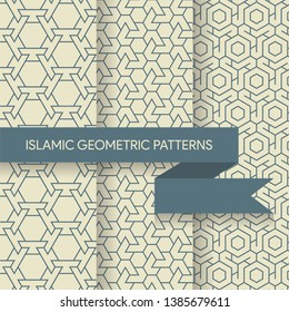 Traditional Islamic Geometric Patterns Backgrounds Set