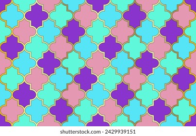 Traditional Islamic Lantern Background. Moroccan Seamless Pattern. Ramadan Kareem Noble Pattern. Arabic Mubarak Mosaic. 1001 Night Arabesque. Mosque Window Motif. Tender Moroccan Seamless Pattern.