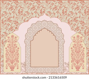 Traditional Islamic Mughal frame and arabesque motif