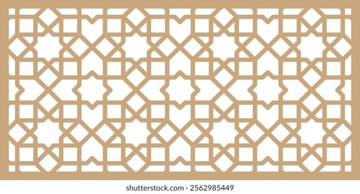 Traditional Islamic vector pattern with intersecting shapes and star motifs, perfect for Arabic ornamentation, Ramadan backgrounds, and arabesque designs.