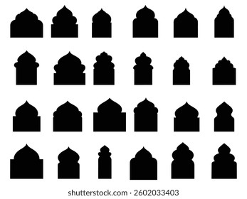 Traditional islamic window shapes vector. Islamic window silhouette collection vector set on white background for Ramadan and Eid mubarak shape