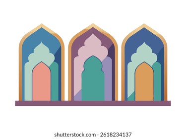 Traditional Islamic Window Vector with Modern Colors

