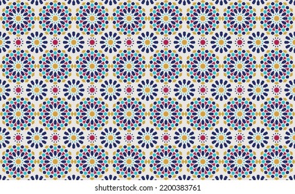 Traditional Isometric Colorful Moroccan Mosaic, Tile seamless Pattern Background.