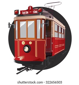Traditional istanbul tram isolated on white. Vector illustration.