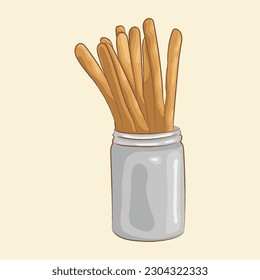 Traditional Italian bread sticks snack grissini.