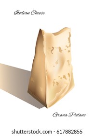 Traditional italian cheese of region Emilia Romagna Grana Podano.Vector illustration.