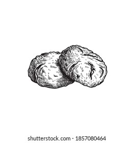 Traditional Italian cookies Amaretti. Hand drawn sketch style drawings. Vector illustration isolated on white background.