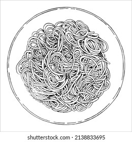 Traditional italian dishes. Hand-drawn illustration of Pasta. Vector. Ink drawing. 