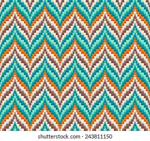 Traditional Italian embroidery design. Colorful seamless geometric zigzag pattern.