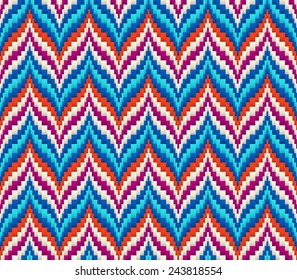 Traditional Italian embroidery design. Colorful seamless geometric zigzag pattern.