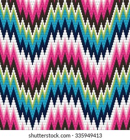 Traditional Italian embroidery design. Colorful seamless geometric zigzag pattern.