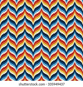 Traditional Italian Embroidery Design. Colorful Seamless Geometric Zigzag Pattern.