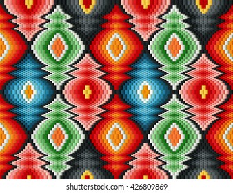 Traditional Italian Embroidery Design. Colorful Seamless Geometric Pattern.