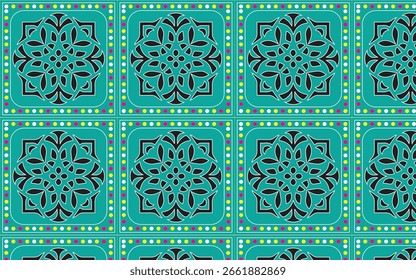 Traditional Iznik Ceramic Pattern with Floral Motifs