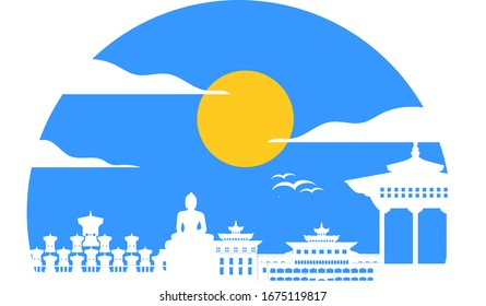 Traditional japan or china building logo design